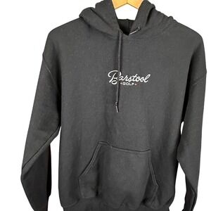 Barstool Golf Hoodie Mens Medium Black Graphic Logo Sweatshirt Pullover M